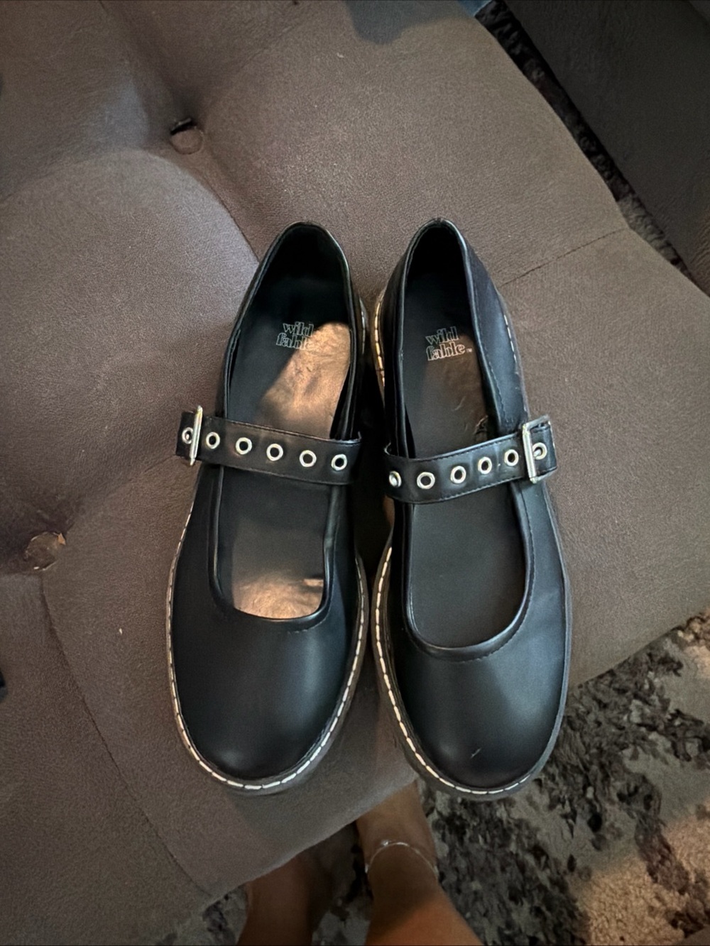 wild fable Black Mary Jane Loafers with Grommet Strap